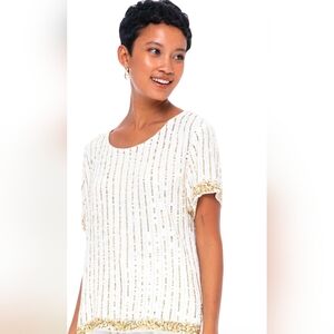 Skemo Gold and White Sequin Blouse